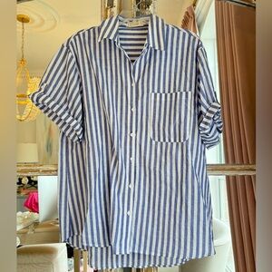 Blue stripe oversize shirt